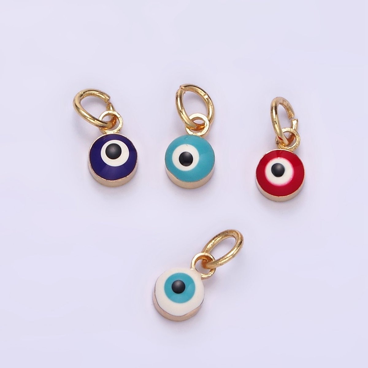 14K Gold Filled Red, Blue, White, Purple Evil Eye Enamel Round Add-On Charm | N1151 - N1154
