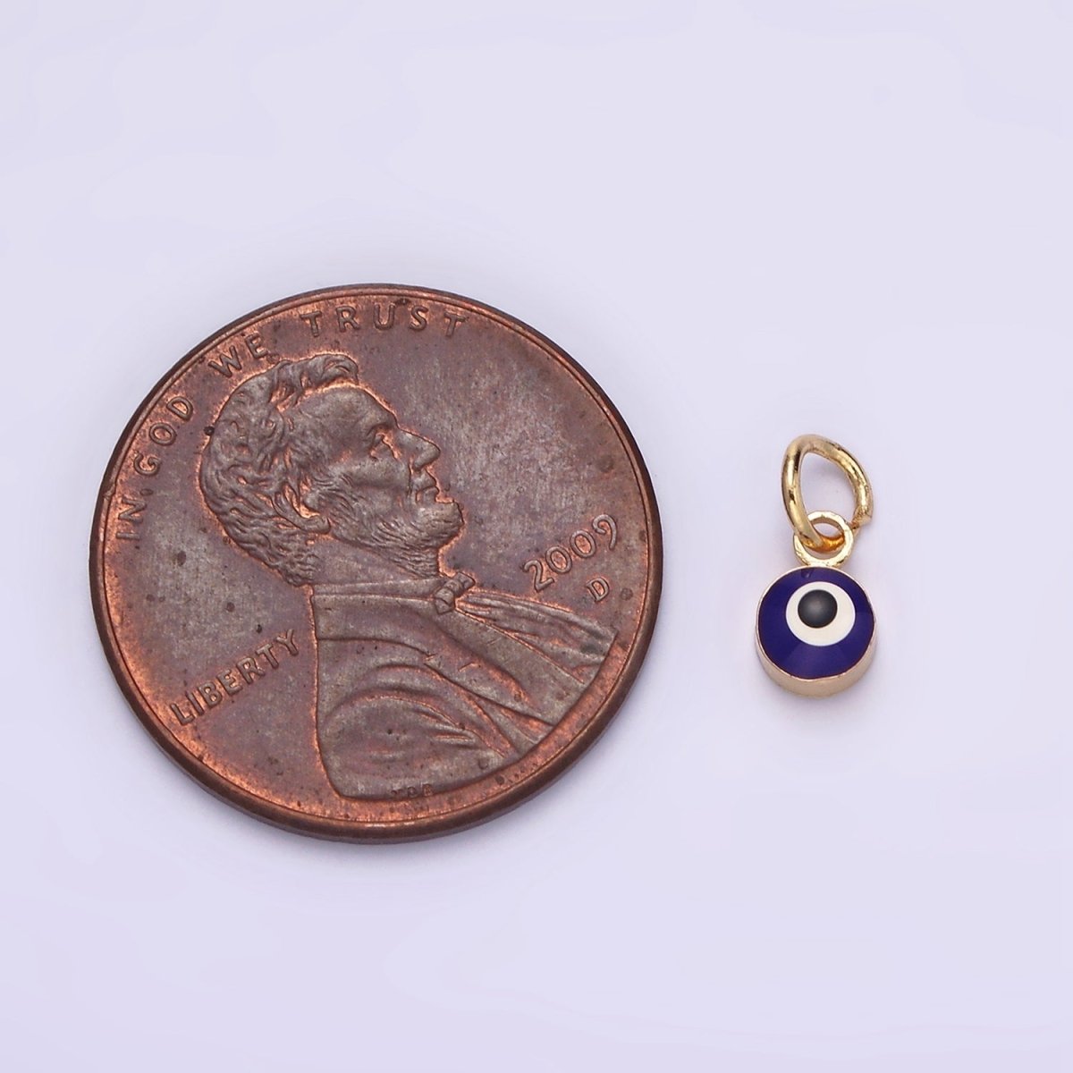 14K Gold Filled Red, Blue, White, Purple Evil Eye Enamel Round Add-On Charm | N1151 - N1154