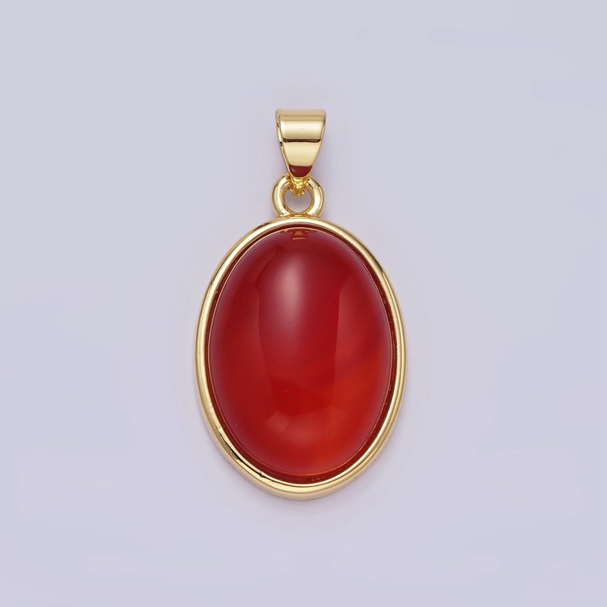 14K Gold Filled Red Carnelian, Labradorite, Amethyst Cabochon Oval Minimalist Pendant | AA-683 AA-684