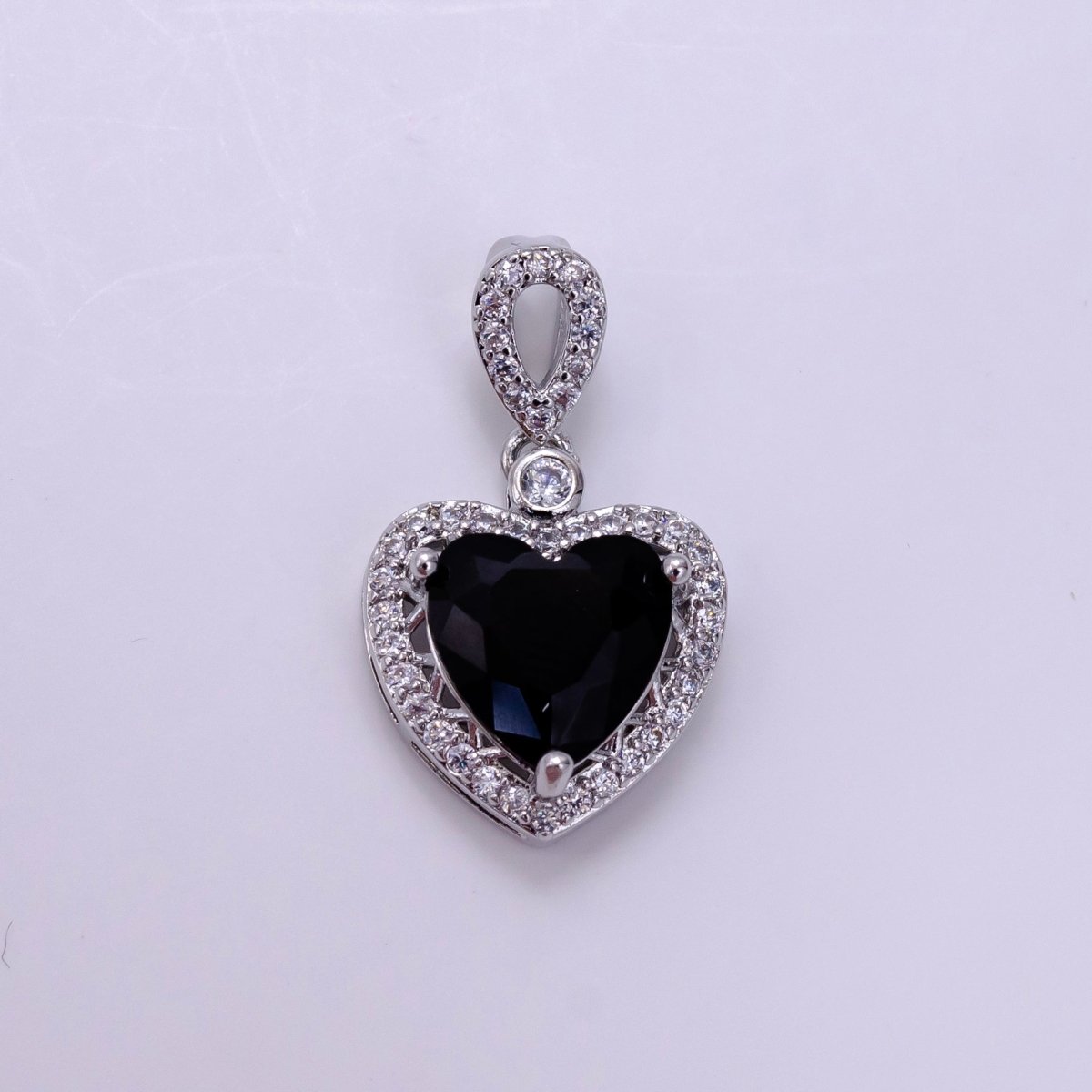 14K Gold Filled Red, Orange, Purple, Blue, Green, Pink, Black Heart Micro Paved CZ Pendant in Gold & Silver | AA1258 - AA1264