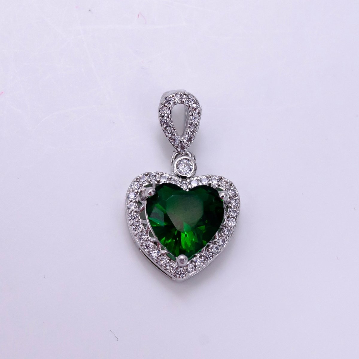 14K Gold Filled Red, Orange, Purple, Blue, Green, Pink, Black Heart Micro Paved CZ Pendant in Gold & Silver | AA1258 - AA1264
