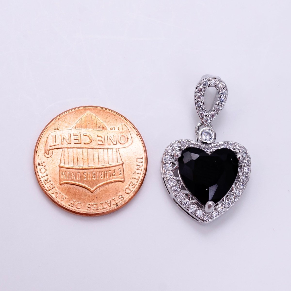 14K Gold Filled Red, Orange, Purple, Blue, Green, Pink, Black Heart Micro Paved CZ Pendant in Gold & Silver | AA1258 - AA1264