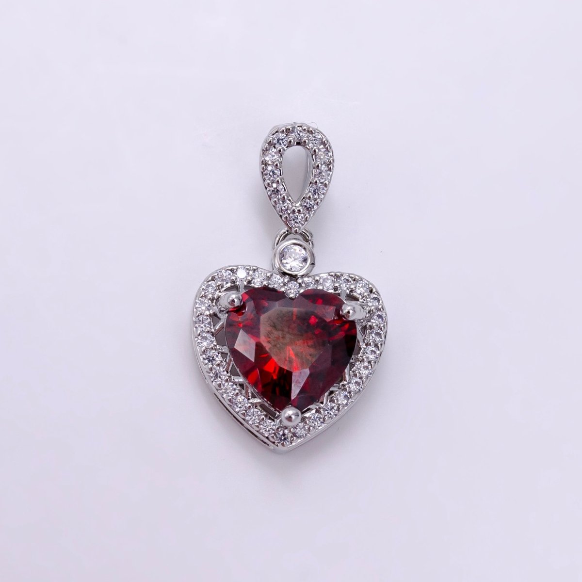 14K Gold Filled Red, Orange, Purple, Blue, Green, Pink, Black Heart Micro Paved CZ Pendant in Gold & Silver | AA1258 - AA1264