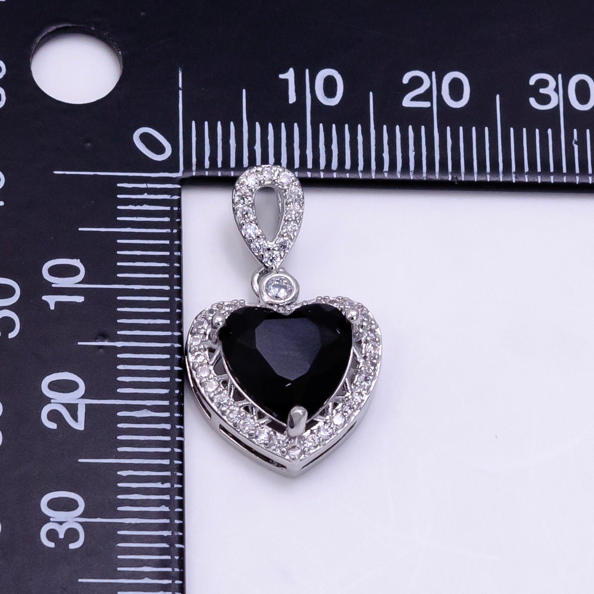 14K Gold Filled Red, Orange, Purple, Blue, Green, Pink, Black Heart Micro Paved CZ Pendant in Gold & Silver | AA1258 - AA1264