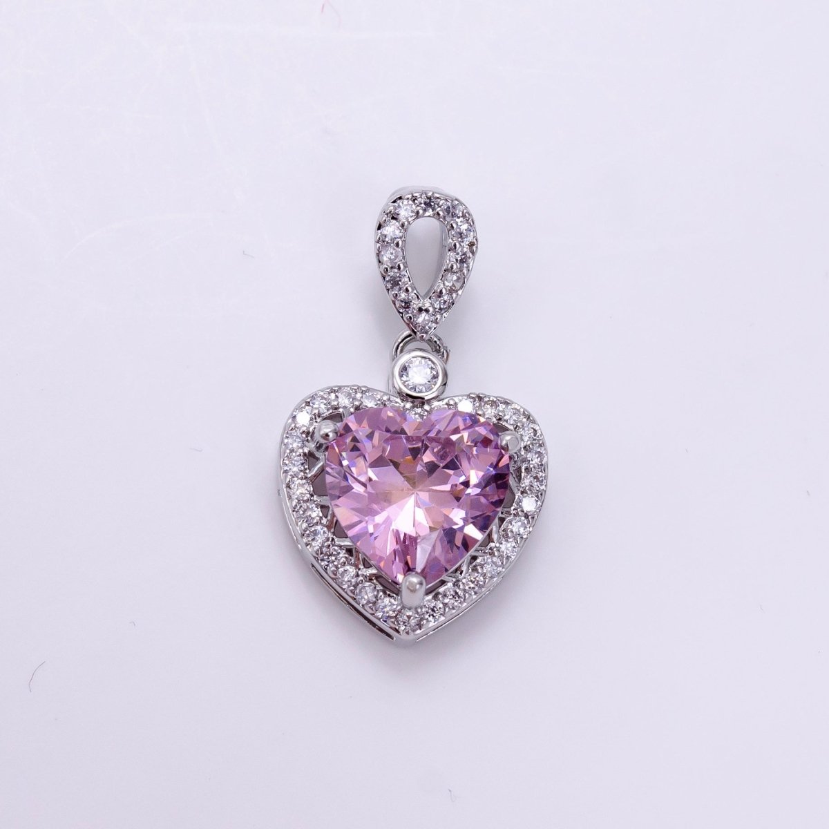 14K Gold Filled Red, Orange, Purple, Blue, Green, Pink, Black Heart Micro Paved CZ Pendant in Gold & Silver | AA1258 - AA1264