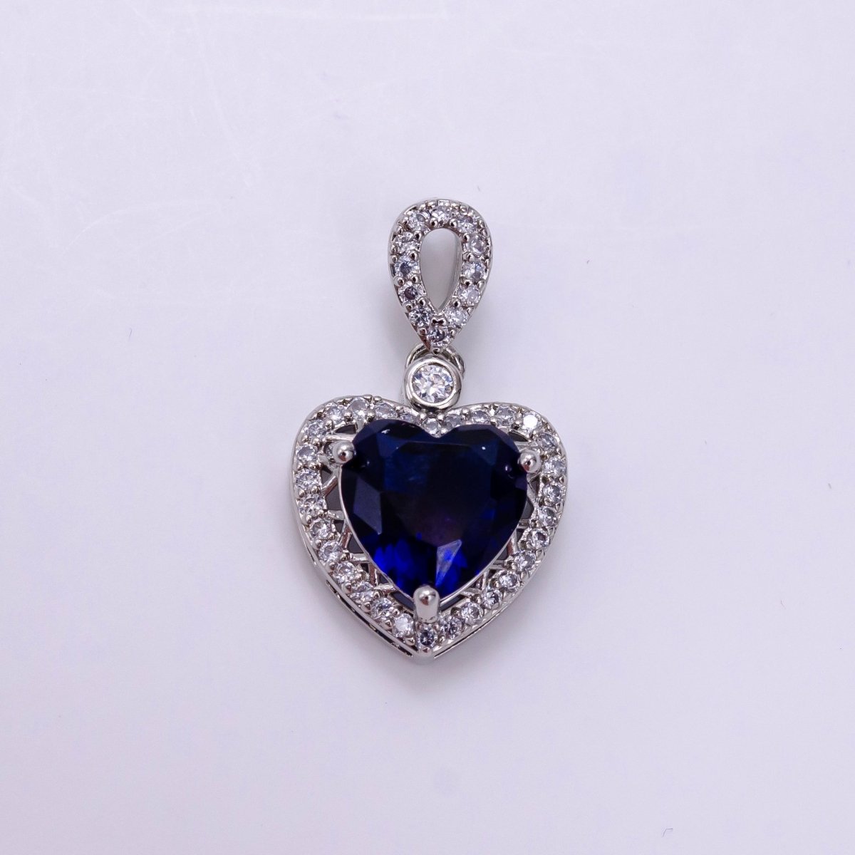 14K Gold Filled Red, Orange, Purple, Blue, Green, Pink, Black Heart Micro Paved CZ Pendant in Gold & Silver | AA1258 - AA1264
