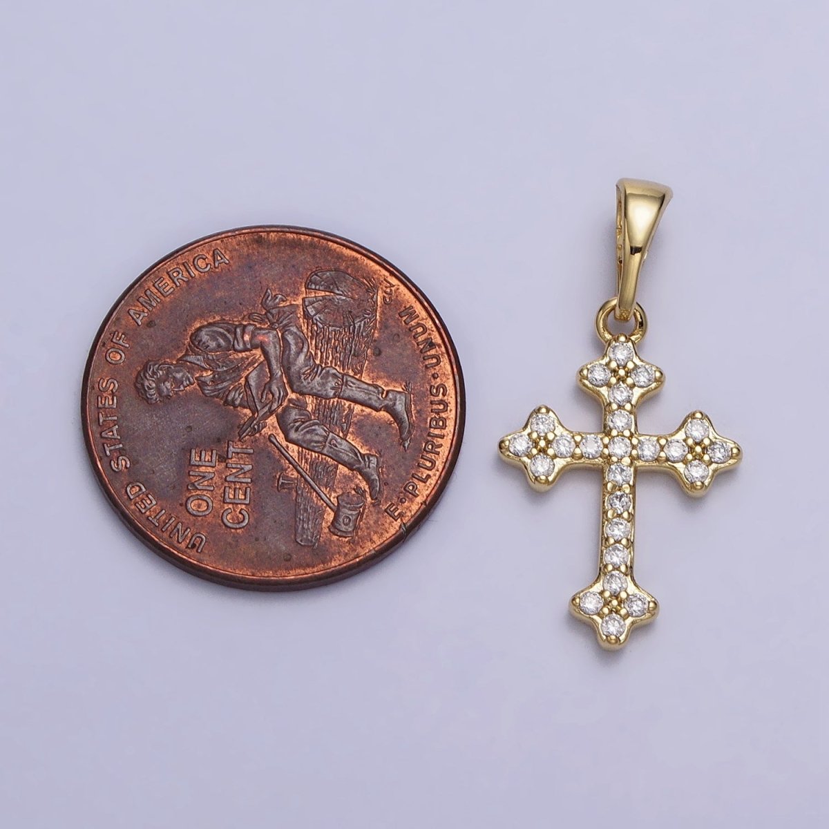 OS 14K Gold Filled Religious Passion Cross Micro Paved CZ Pendant | AA037