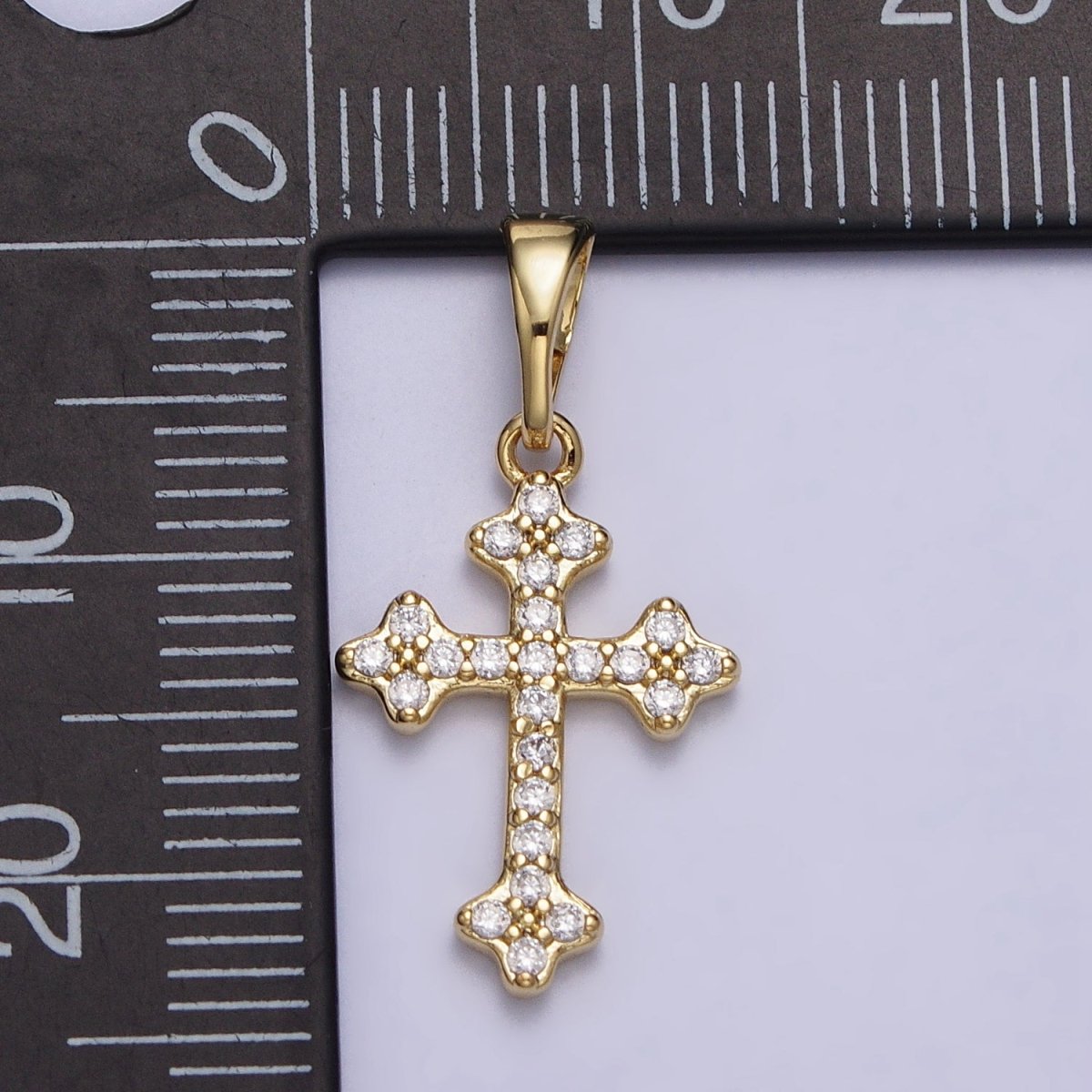 OS 14K Gold Filled Religious Passion Cross Micro Paved CZ Pendant | AA037