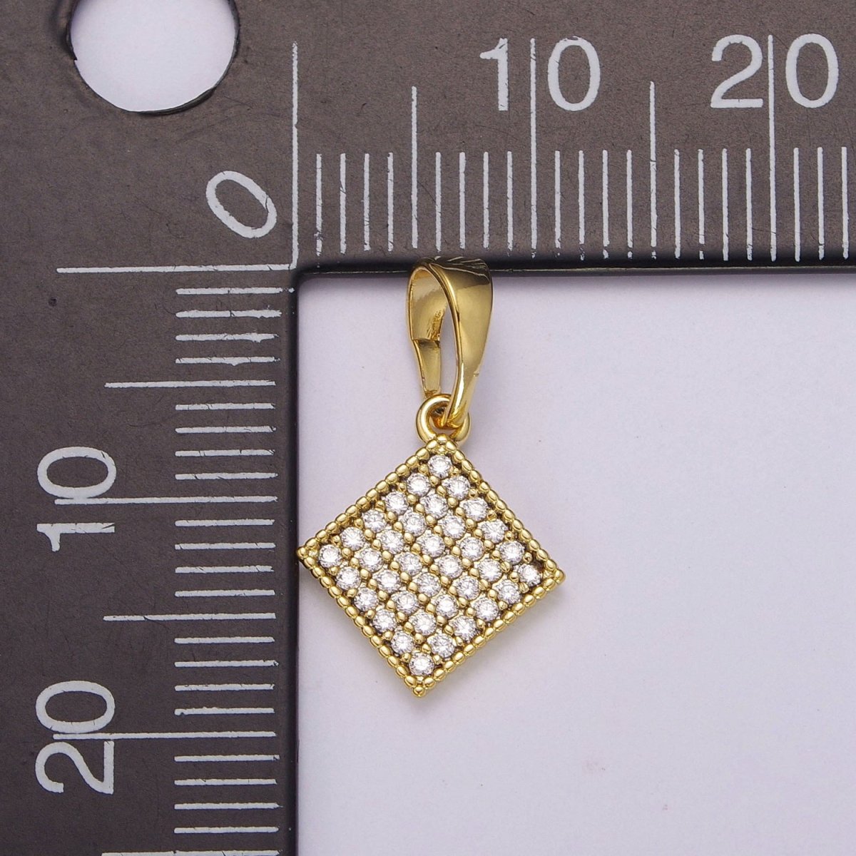 14k gold Filled Rhombus Pendant Dainty Micro Pave Diamond Charm for Necklace Bracelet Earring N-1409