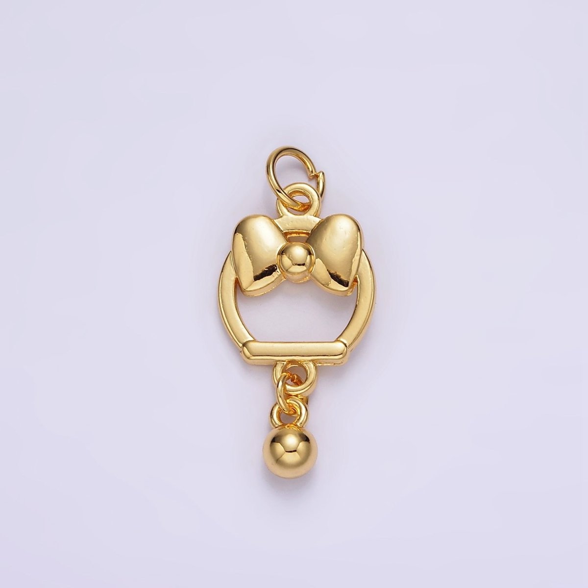 14K Gold Filled Ribbon Bow Open Round Drop Charm | AG407
