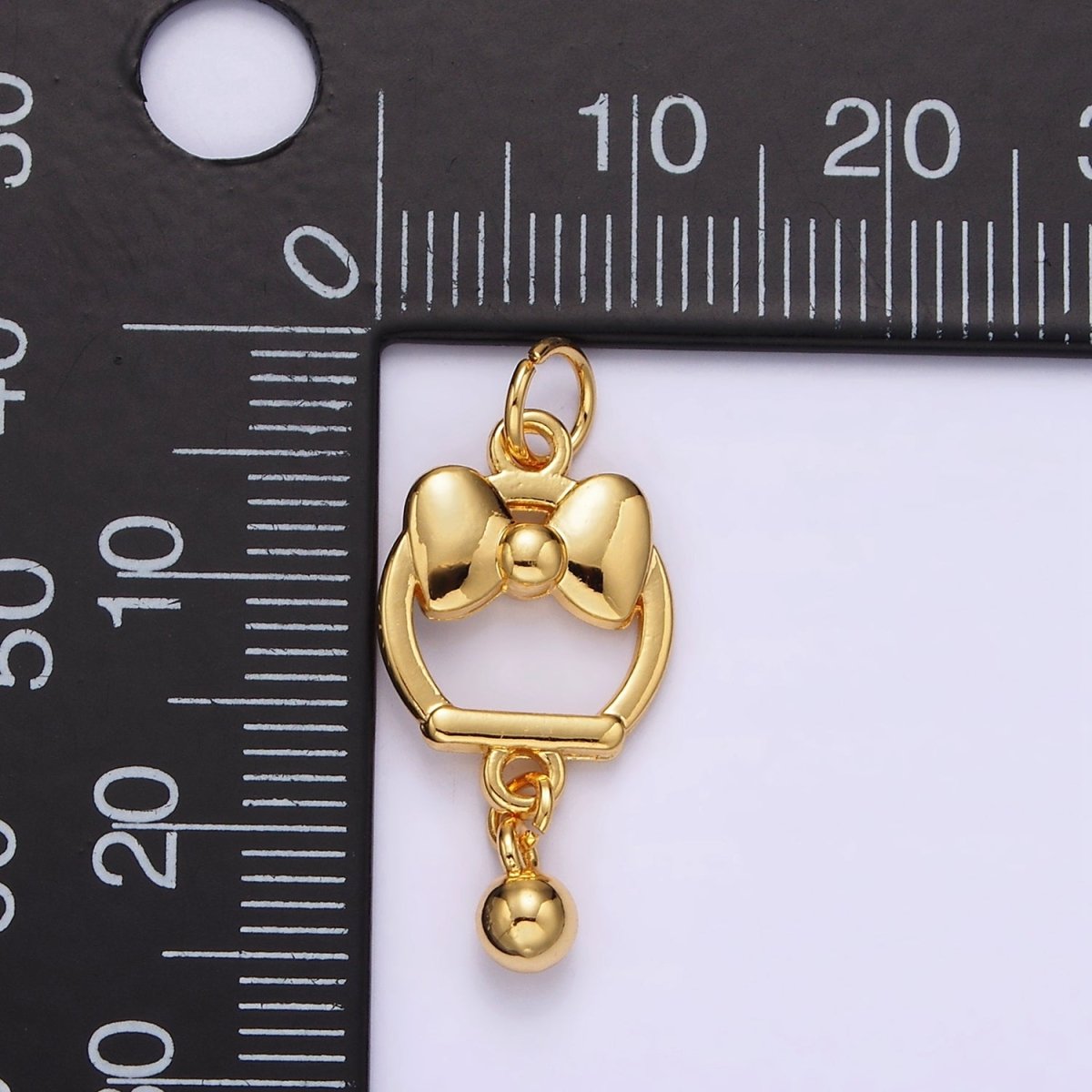 14K Gold Filled Ribbon Bow Open Round Drop Charm | AG407