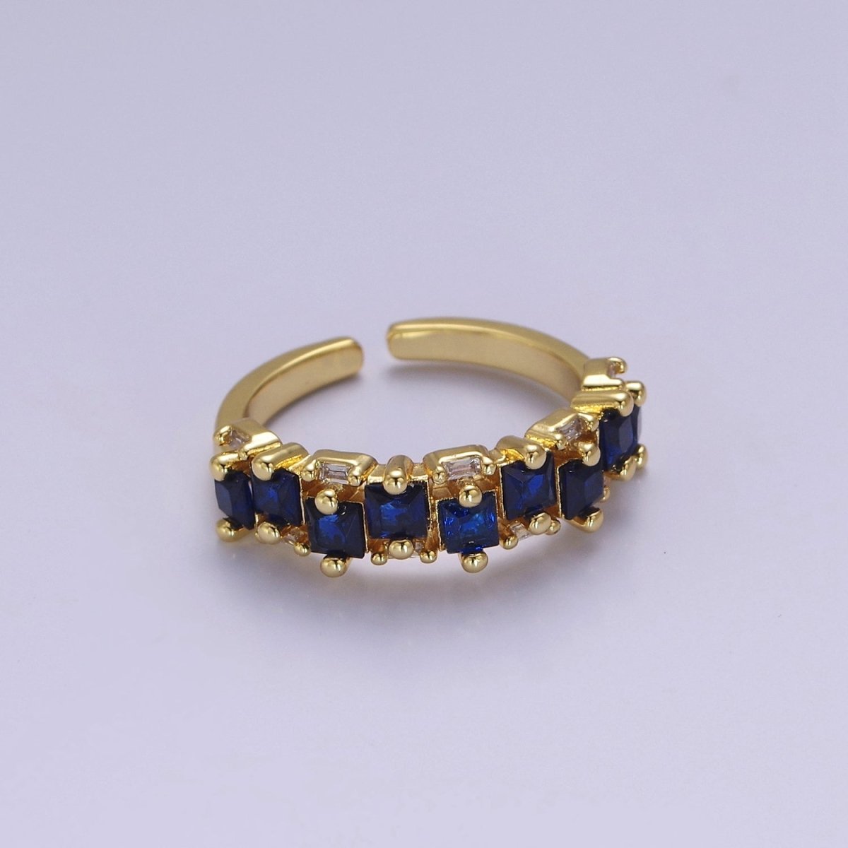 14K Gold Filled Ring Square Stone Dainty Marquise Minimalist CZ Gold Ring Open Adjustable Colorful Jewelry O-2083 ~O-2088