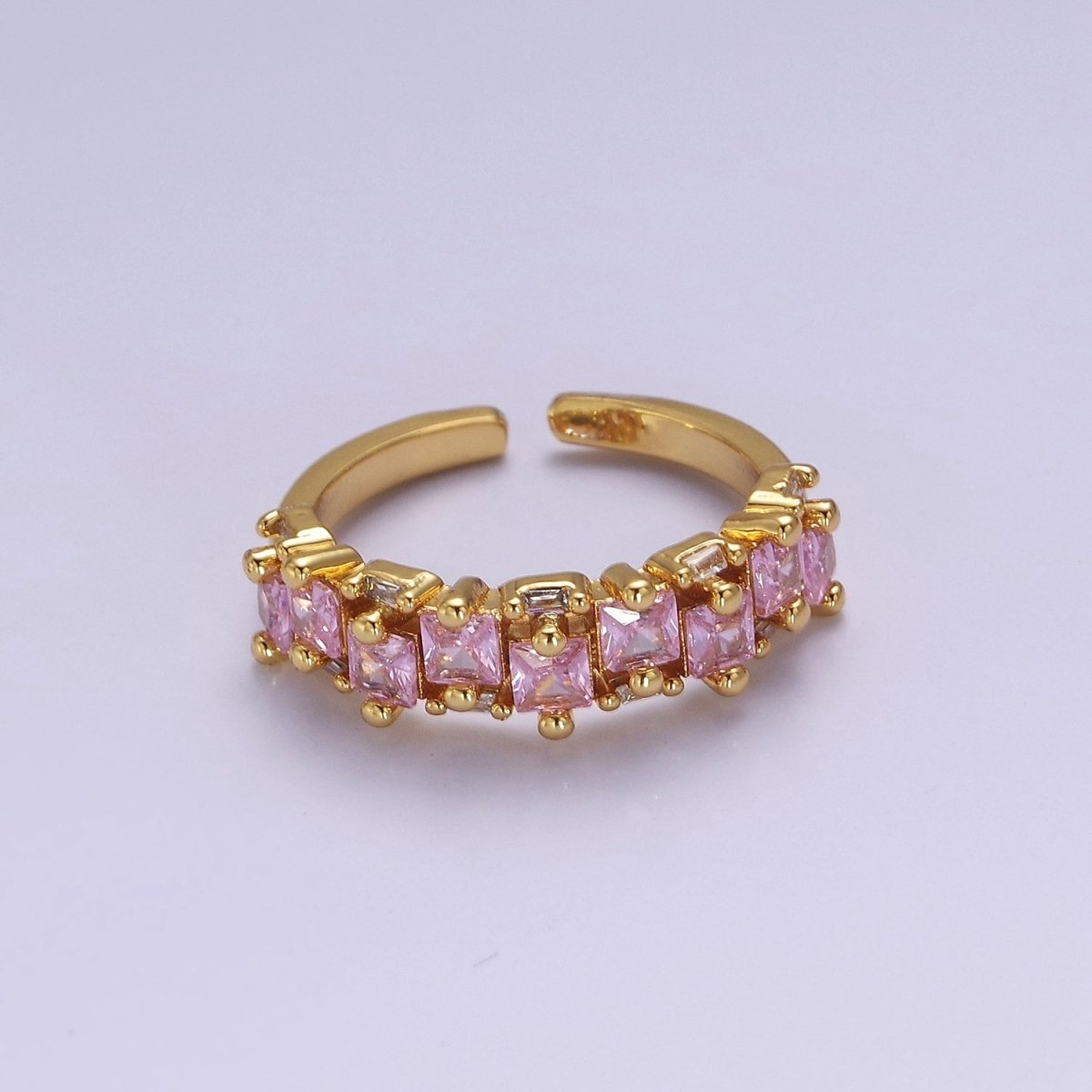 14K Gold Filled Ring Square Stone Dainty Marquise Minimalist CZ Gold Ring Open Adjustable Colorful Jewelry O-2083 ~O-2088