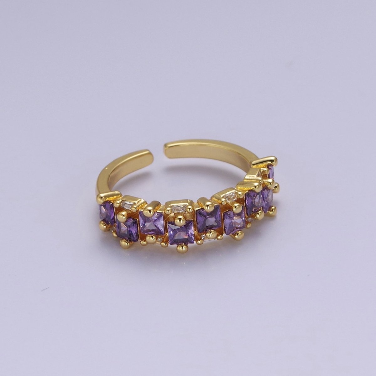 14K Gold Filled Ring Square Stone Dainty Marquise Minimalist CZ Gold Ring Open Adjustable Colorful Jewelry O-2083 ~O-2088