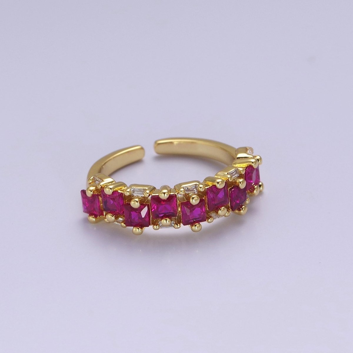 14K Gold Filled Ring Square Stone Dainty Marquise Minimalist CZ Gold Ring Open Adjustable Colorful Jewelry O-2083 ~O-2088