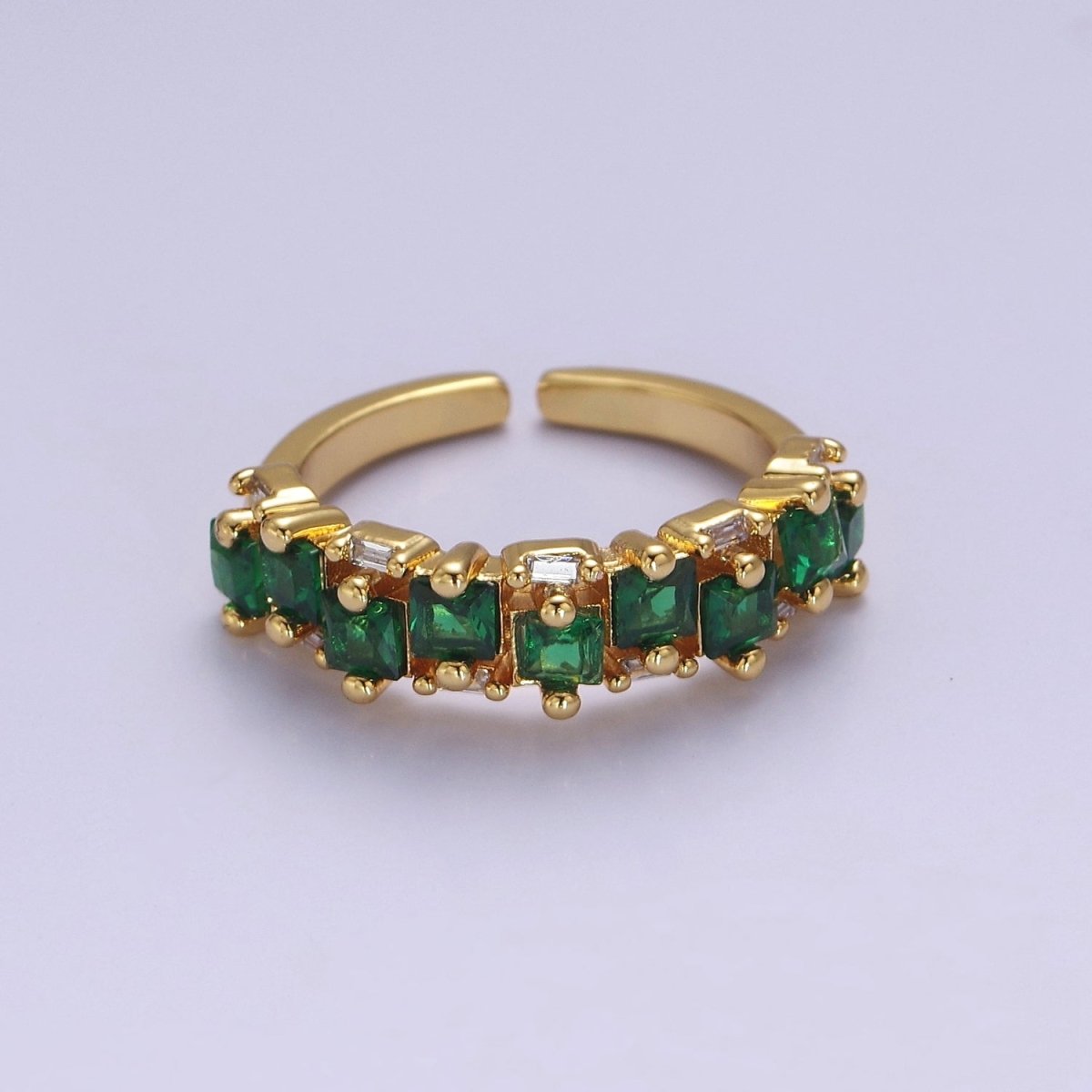 14K Gold Filled Ring Square Stone Dainty Marquise Minimalist CZ Gold Ring Open Adjustable Colorful Jewelry O-2083 ~O-2088