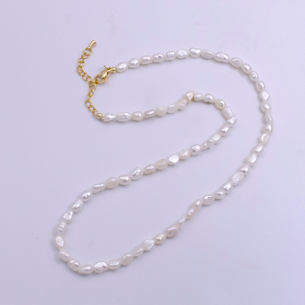 14K Gold Filled Ringed Freshwater Pearl 17 Inch Layering Necklace w. Extender | WA-244