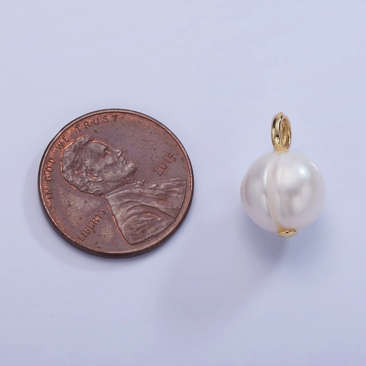 14K Gold Filled Ringed Freshwater Pearl Drop Pendant | P1707
