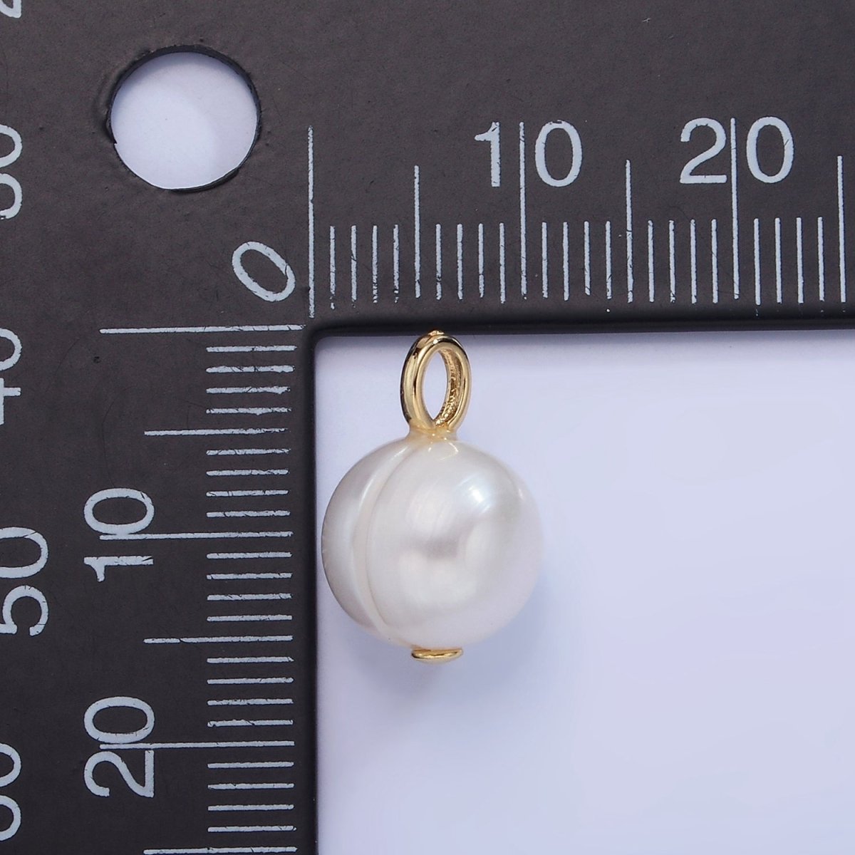 14K Gold Filled Ringed Freshwater Pearl Drop Pendant | P1707