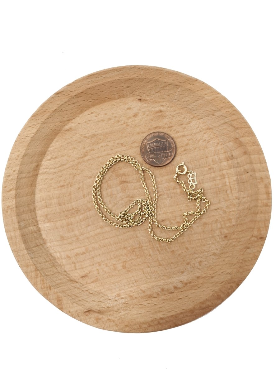 14K Gold Filled Rolo Chain Necklace, 17.7 inch Rolo Finished Chain For Jewelry Making, Dainty 1.5mm Rolo Necklace w/Spring Ring | CN-541