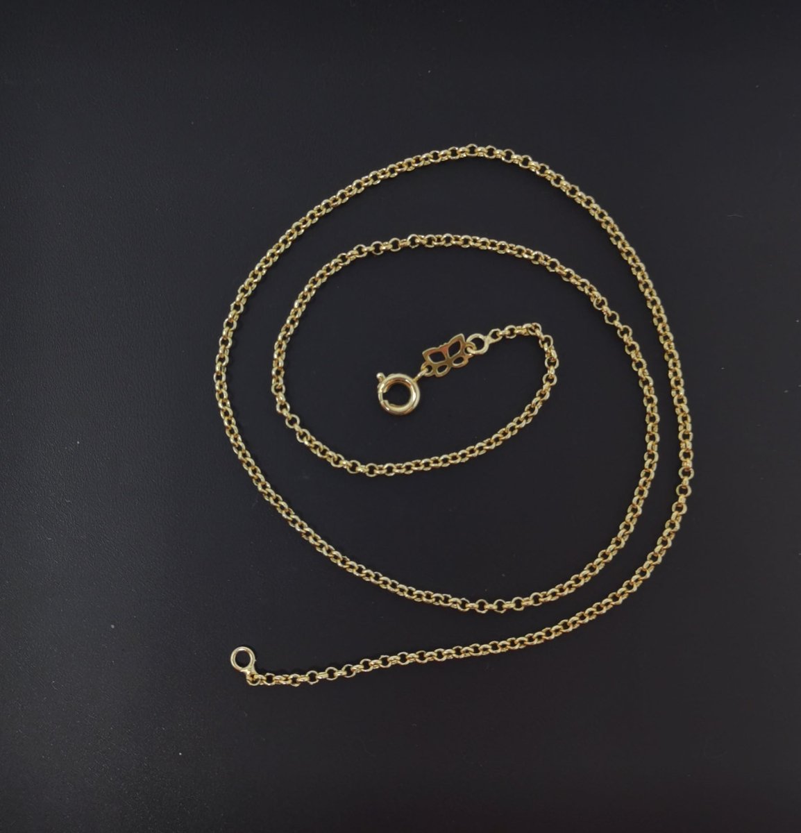 14K Gold Filled Rolo Chain Necklace, 17.7 inch Rolo Finished Chain For Jewelry Making, Dainty 1.5mm Rolo Necklace w/Spring Ring | CN-541