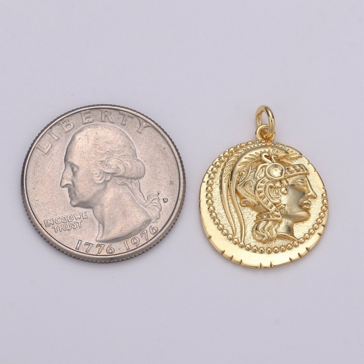 14k Gold Filled Roman Gold Coin Pendant, Greek Warrior  Heracles Coin Pendant, Earing DIY, Warrior Coin Pendant, Hercules coin Pendant D-147