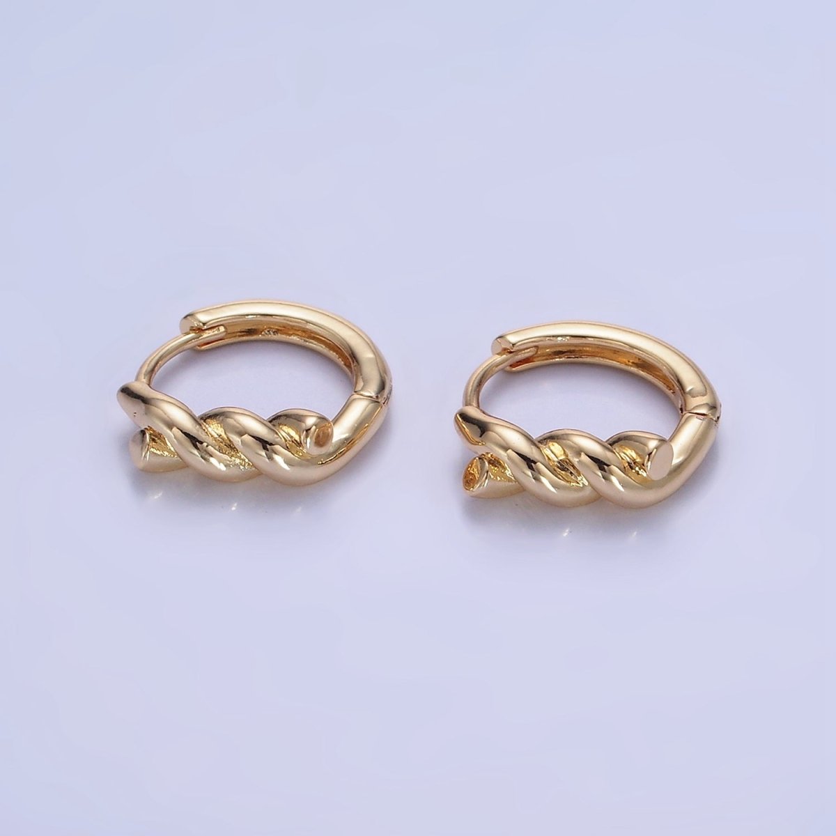 14K Gold Filled Rope Croissant Cartilage Huggie Earrings in Gold & Silver | AB1364 AB1365