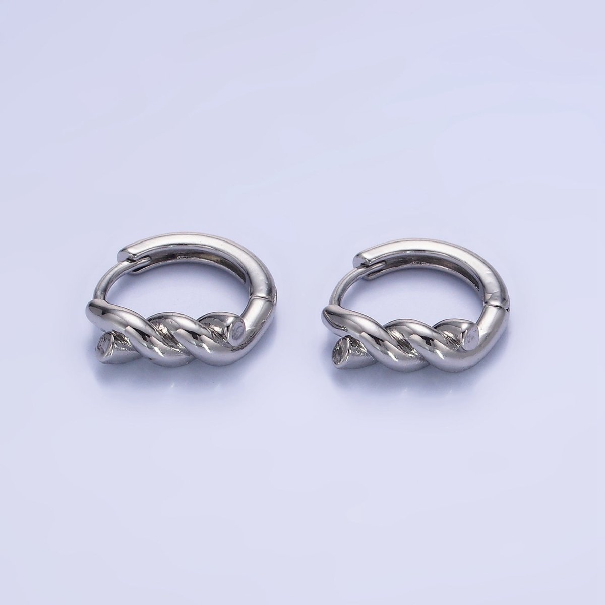 14K Gold Filled Rope Croissant Cartilage Huggie Earrings in Gold & Silver | AB1364 AB1365
