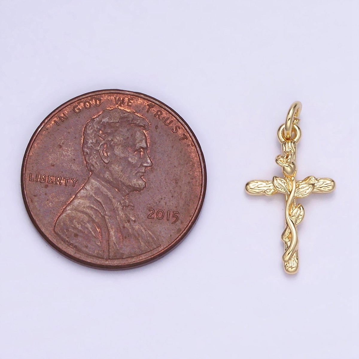 14K Gold Filled Rose Flower Cross Minimalist Charm | AG732