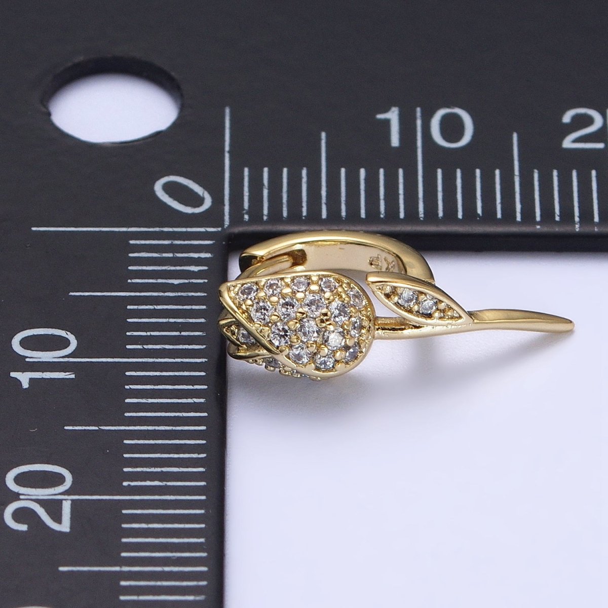 14K Gold Filled Rose Flower Micro Paved CZ Cartilage Huggie Earrings | AB269