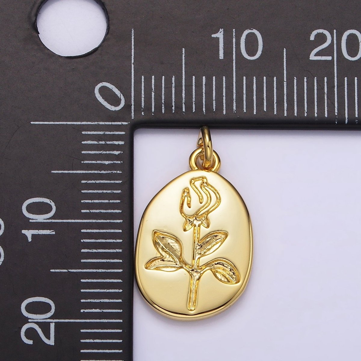 14K Gold Filled Rose June Birth Flower Personalized Engraved Charm | AG263