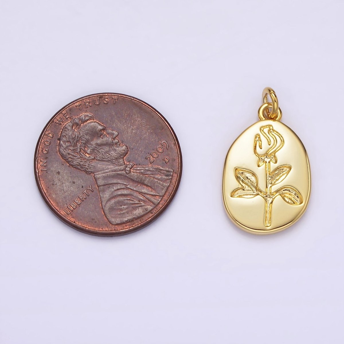 14K Gold Filled Rose June Birth Flower Personalized Engraved Charm | AG263