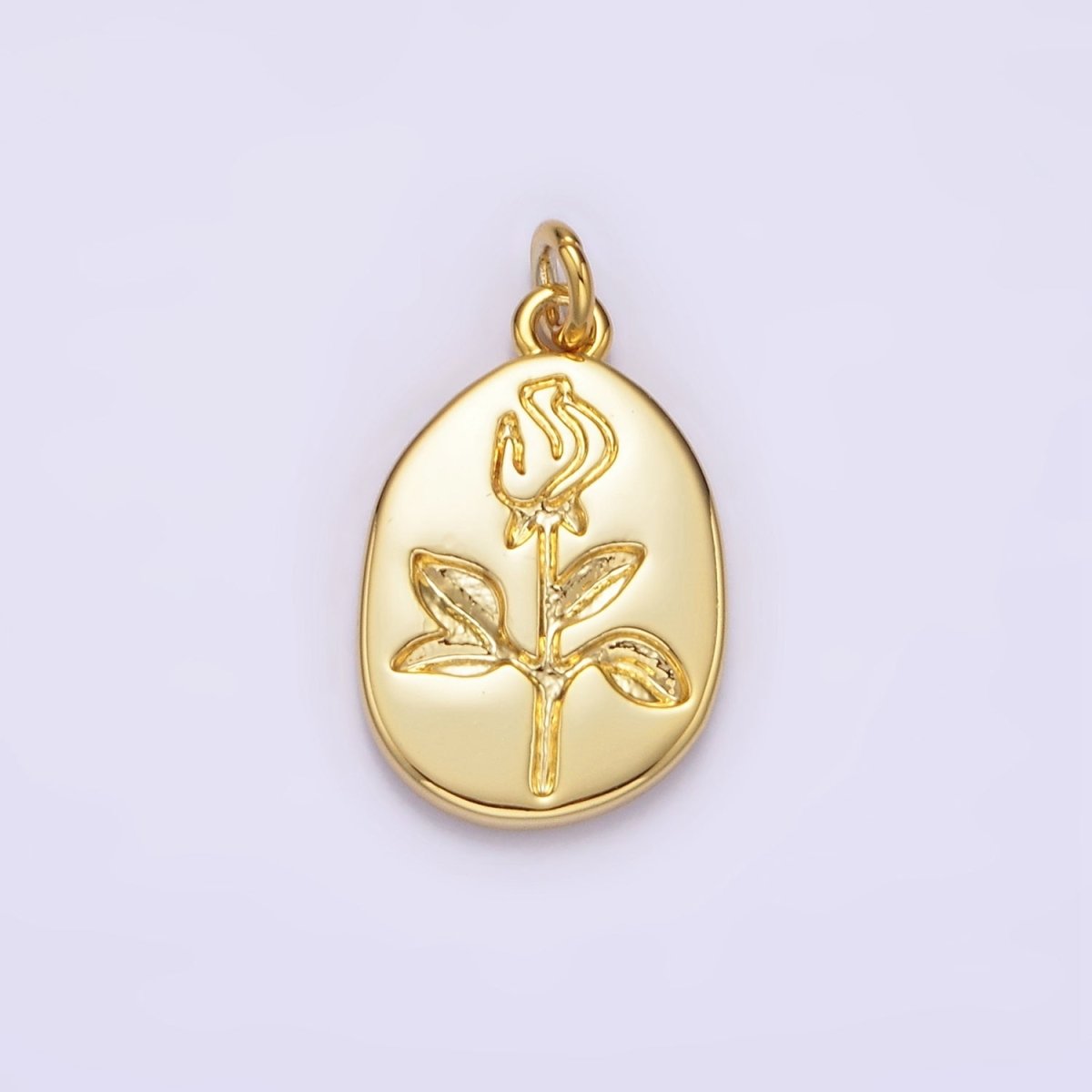 14K Gold Filled Rose June Birth Flower Personalized Engraved Charm | AG263