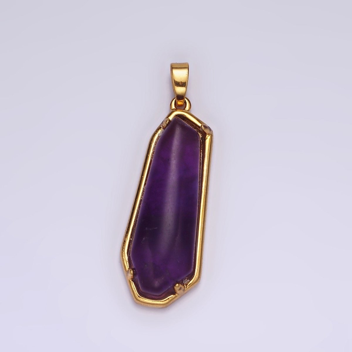14K Gold Filled Rose Quartz, Aventurine, Amethyst Geometric Bezel Pendant in Gold & Silver | N2030 - N2034