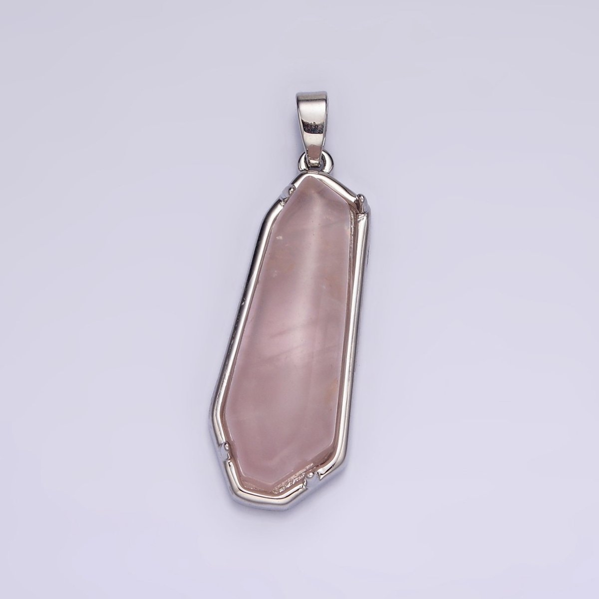 14K Gold Filled Rose Quartz, Aventurine, Amethyst Geometric Bezel Pendant in Gold & Silver | N2030 - N2034