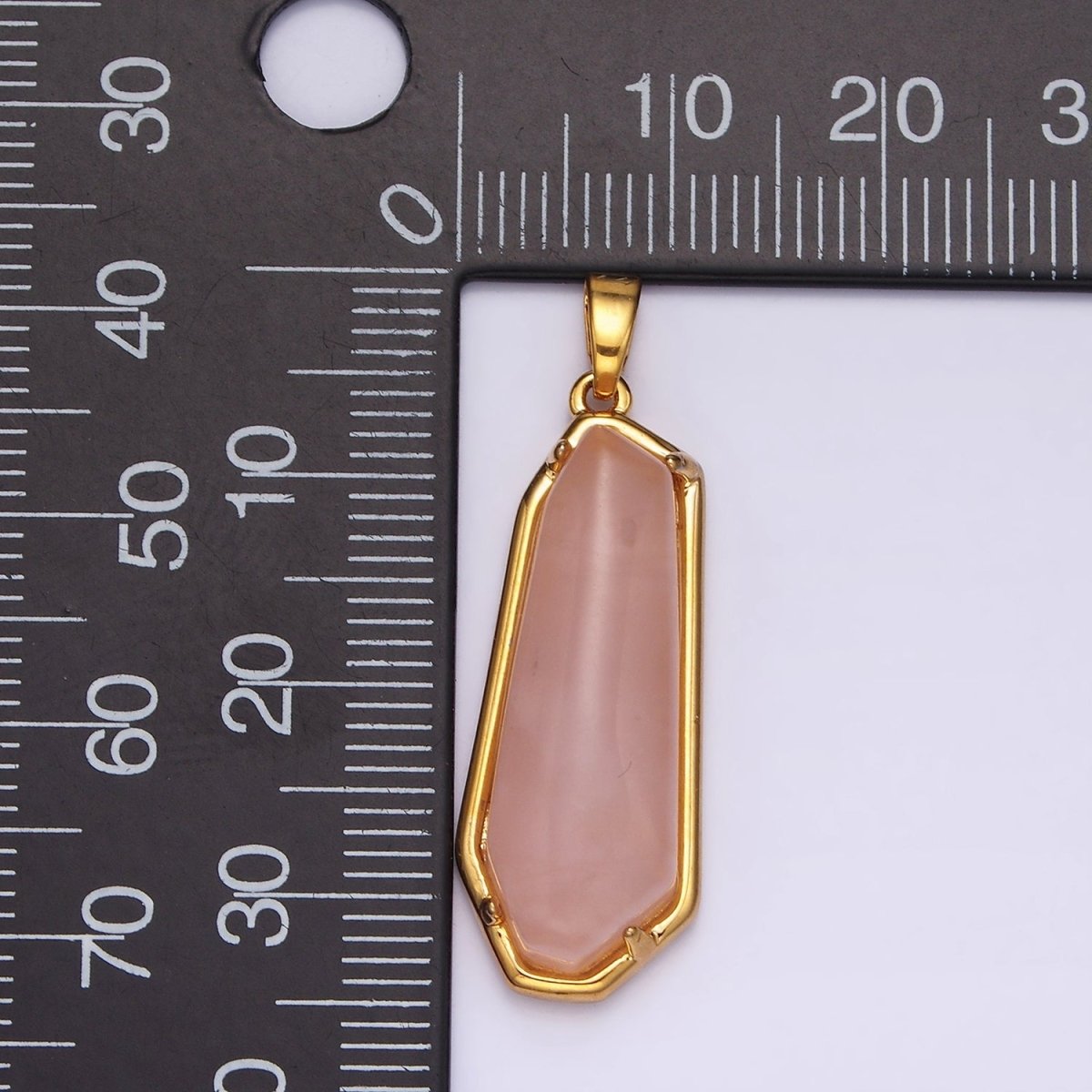 14K Gold Filled Rose Quartz, Aventurine, Amethyst Geometric Bezel Pendant in Gold & Silver | N2030 - N2034