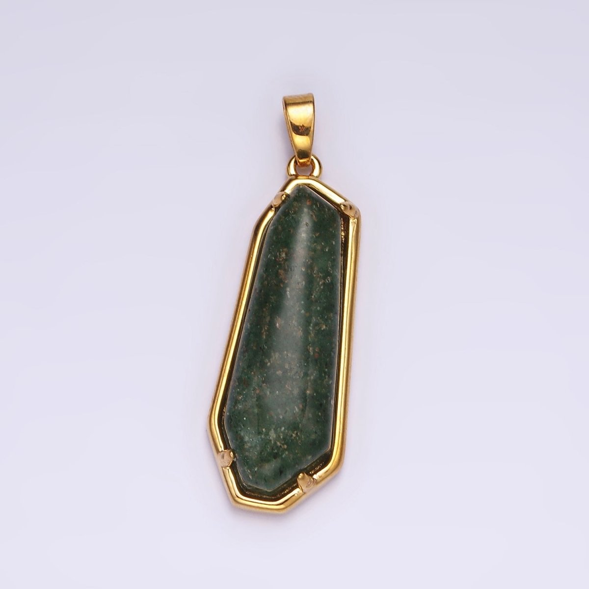 14K Gold Filled Rose Quartz, Aventurine, Amethyst Geometric Bezel Pendant in Gold & Silver | N2030 - N2034
