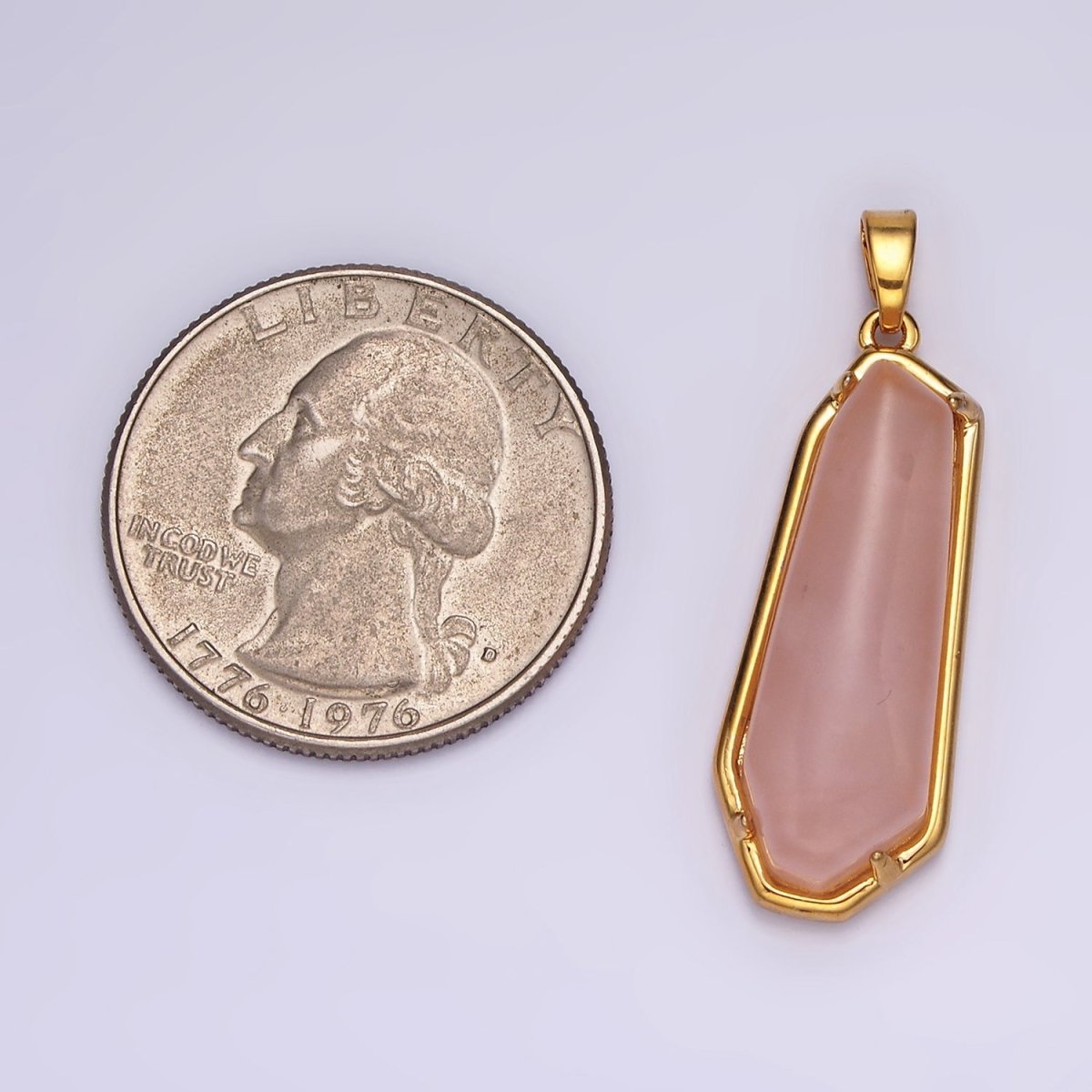 14K Gold Filled Rose Quartz, Aventurine, Amethyst Geometric Bezel Pendant in Gold & Silver | N2030 - N2034