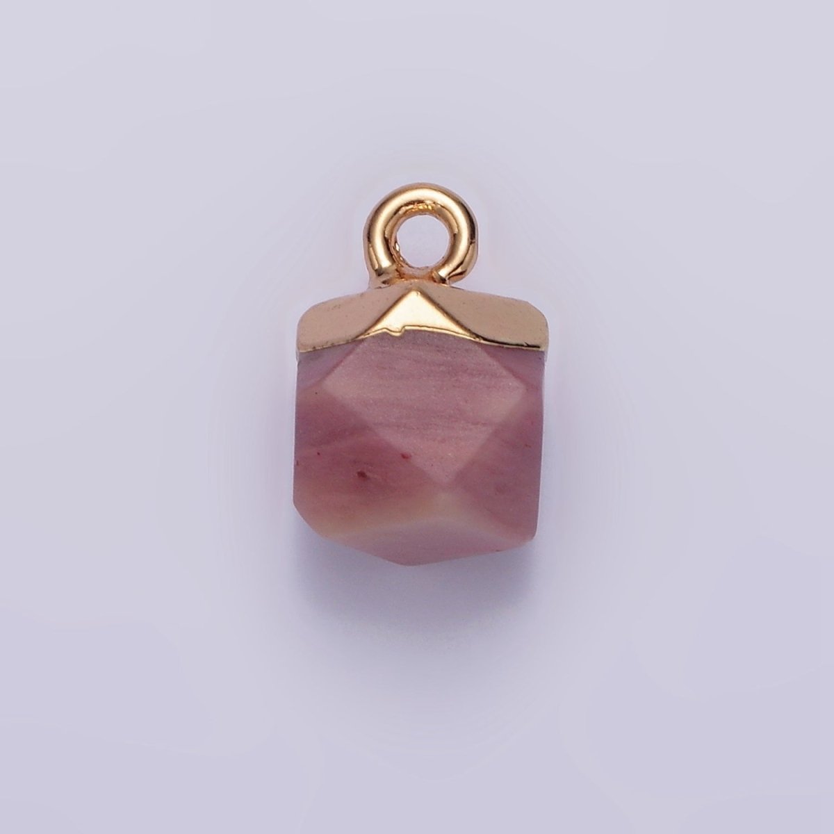 14K Gold Filled Rose Quartz, Onyx, Blue Lace Agate, Rhodonite, Amethyst Multifaceted Round Charm | N1713 - N1717