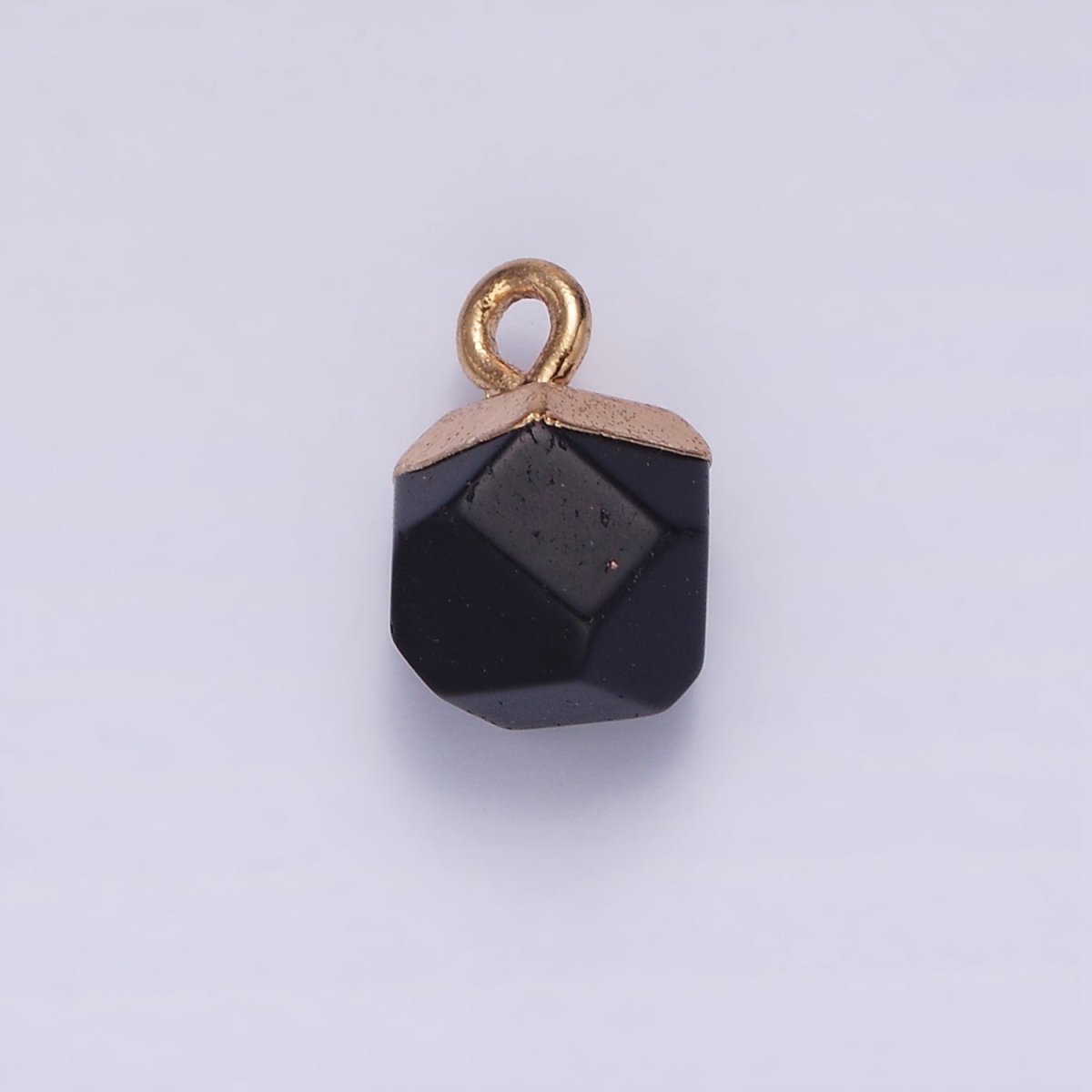 14K Gold Filled Rose Quartz, Onyx, Blue Lace Agate, Rhodonite, Amethyst Multifaceted Round Charm | N1713 - N1717