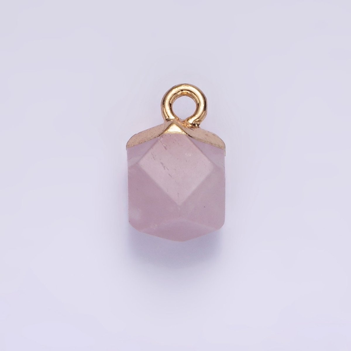 14K Gold Filled Rose Quartz, Onyx, Blue Lace Agate, Rhodonite, Amethyst Multifaceted Round Charm | N1713 - N1717