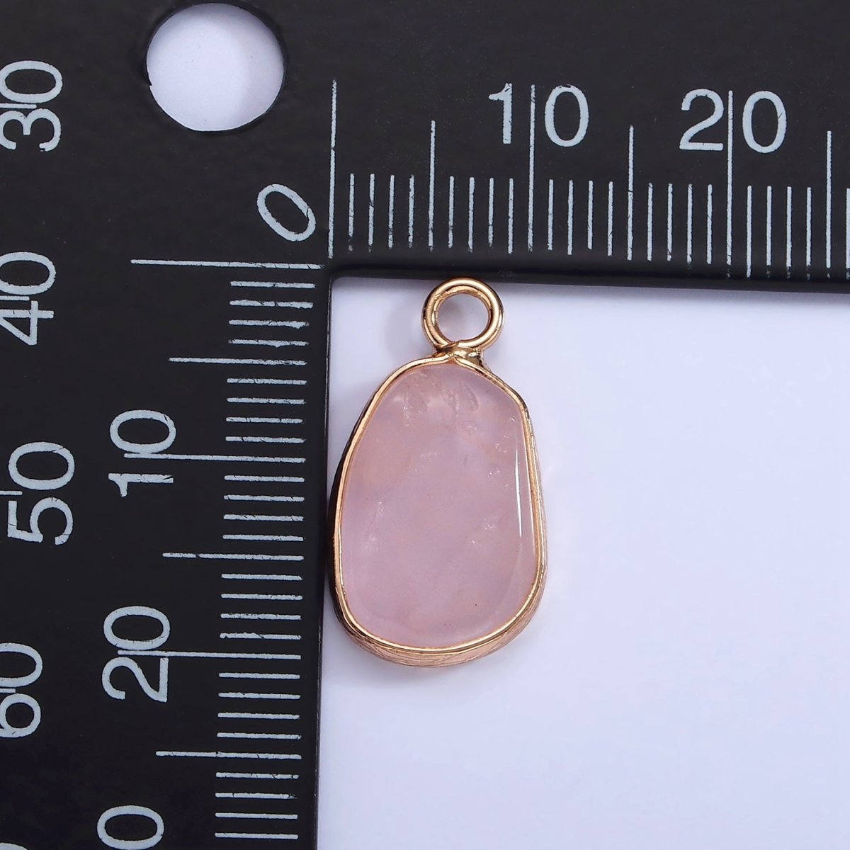 14K Gold Filled Rose Quartz, Pink Quartz, Amethyst Abstract Oval Bezel Charm | N1696 - N1698