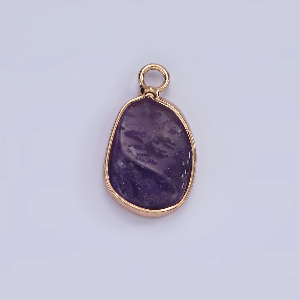 14K Gold Filled Rose Quartz, Pink Quartz, Amethyst Abstract Oval Bezel Charm | N1696 - N1698