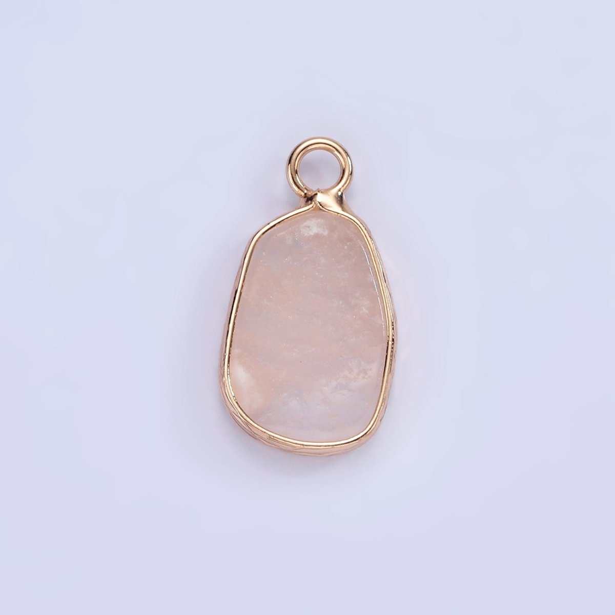 14K Gold Filled Rose Quartz, Pink Quartz, Amethyst Abstract Oval Bezel Charm | N1696 - N1698