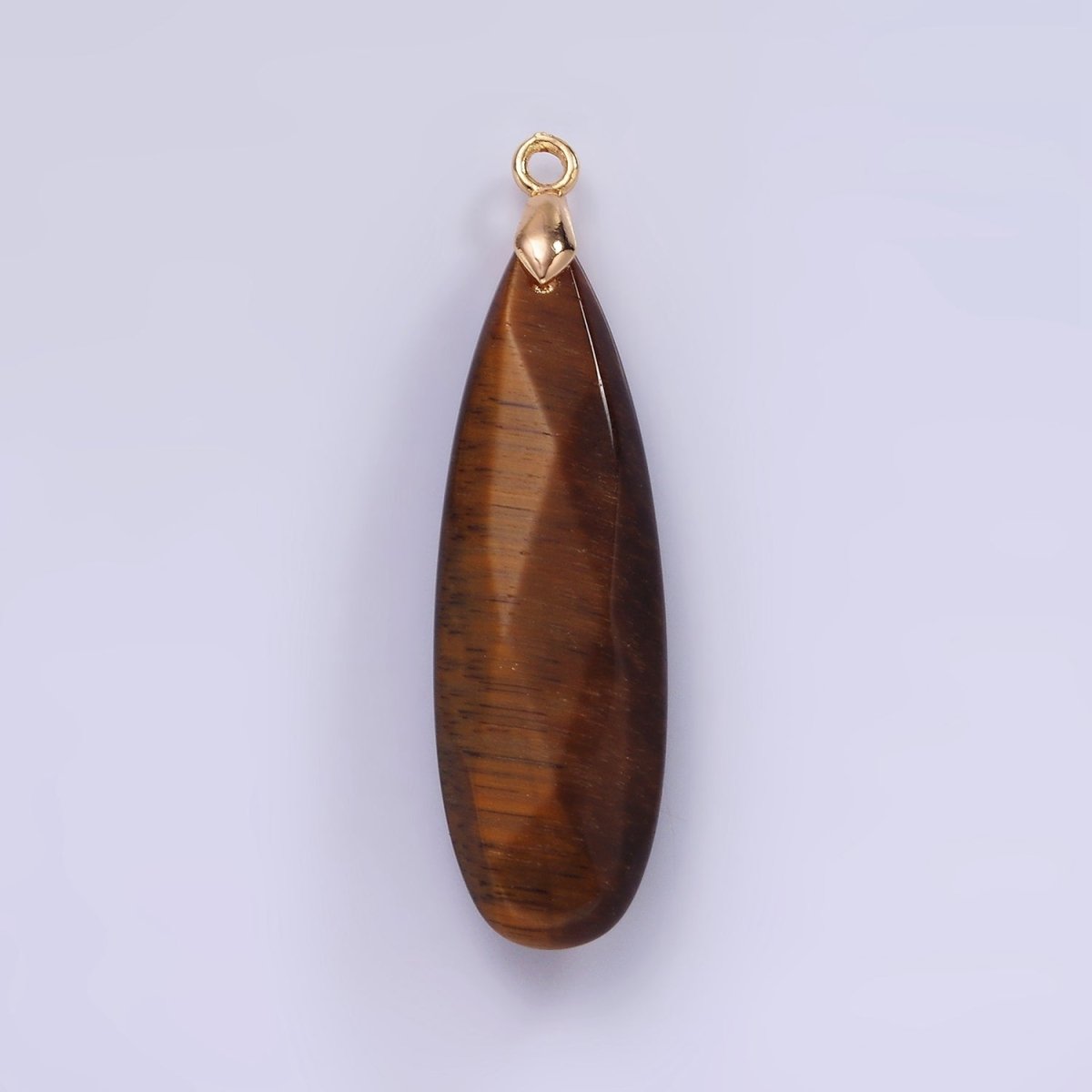 14K Gold Filled Rose Quartz, Tourmaline, Aventurine, Lapis Lazuli, Tiger Eye, Amethyst, Onyx Teardrop Multifaceted Charm | AG471 - AG477