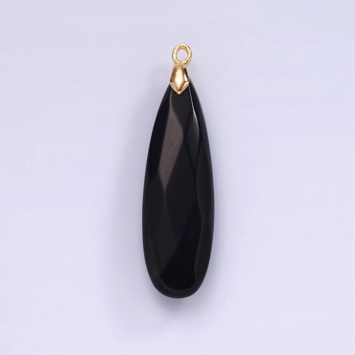 14K Gold Filled Rose Quartz, Tourmaline, Aventurine, Lapis Lazuli, Tiger Eye, Amethyst, Onyx Teardrop Multifaceted Charm | AG471 - AG477
