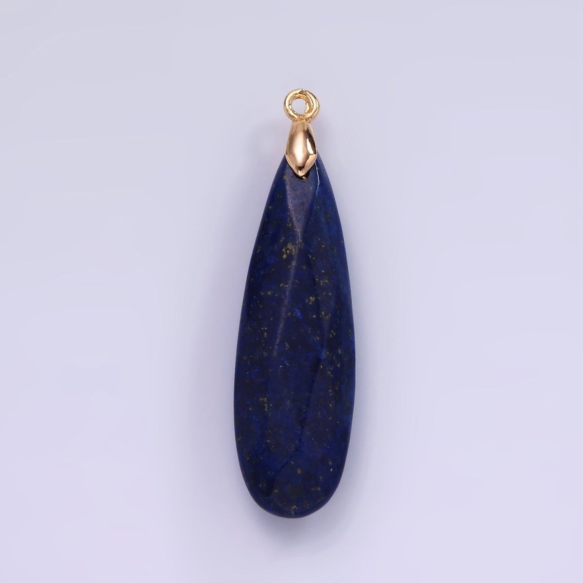 14K Gold Filled Rose Quartz, Tourmaline, Aventurine, Lapis Lazuli, Tiger Eye, Amethyst, Onyx Teardrop Multifaceted Charm | AG471 - AG477