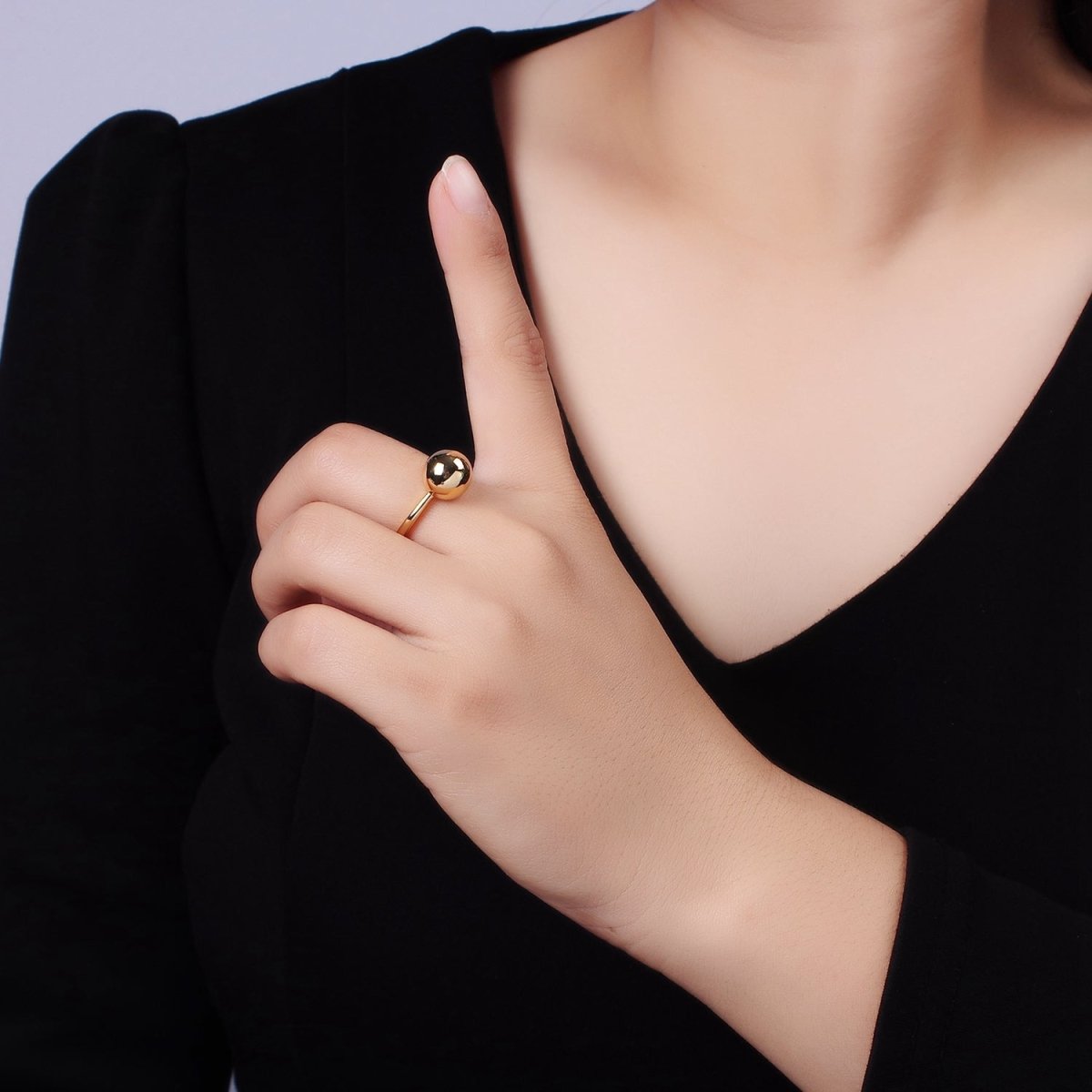 14K Gold Filled Round Bead Bubble Minimalist Solitaire Ring | O1259