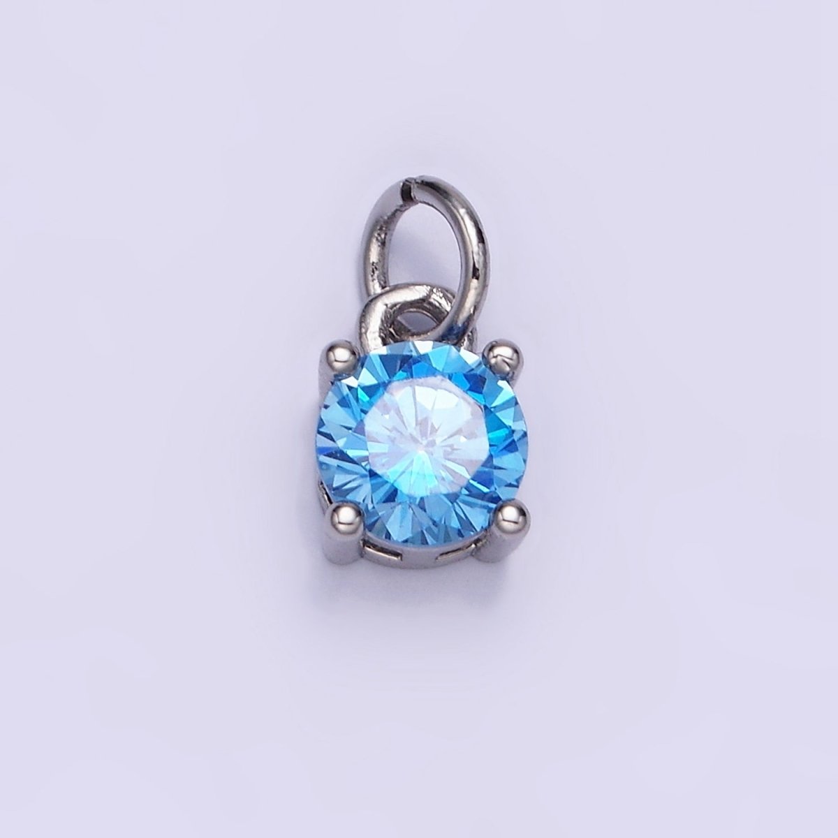 14K Gold Filled Round Birthstone CZ Solitaire Charm in Gold & Silver | W509 - W520