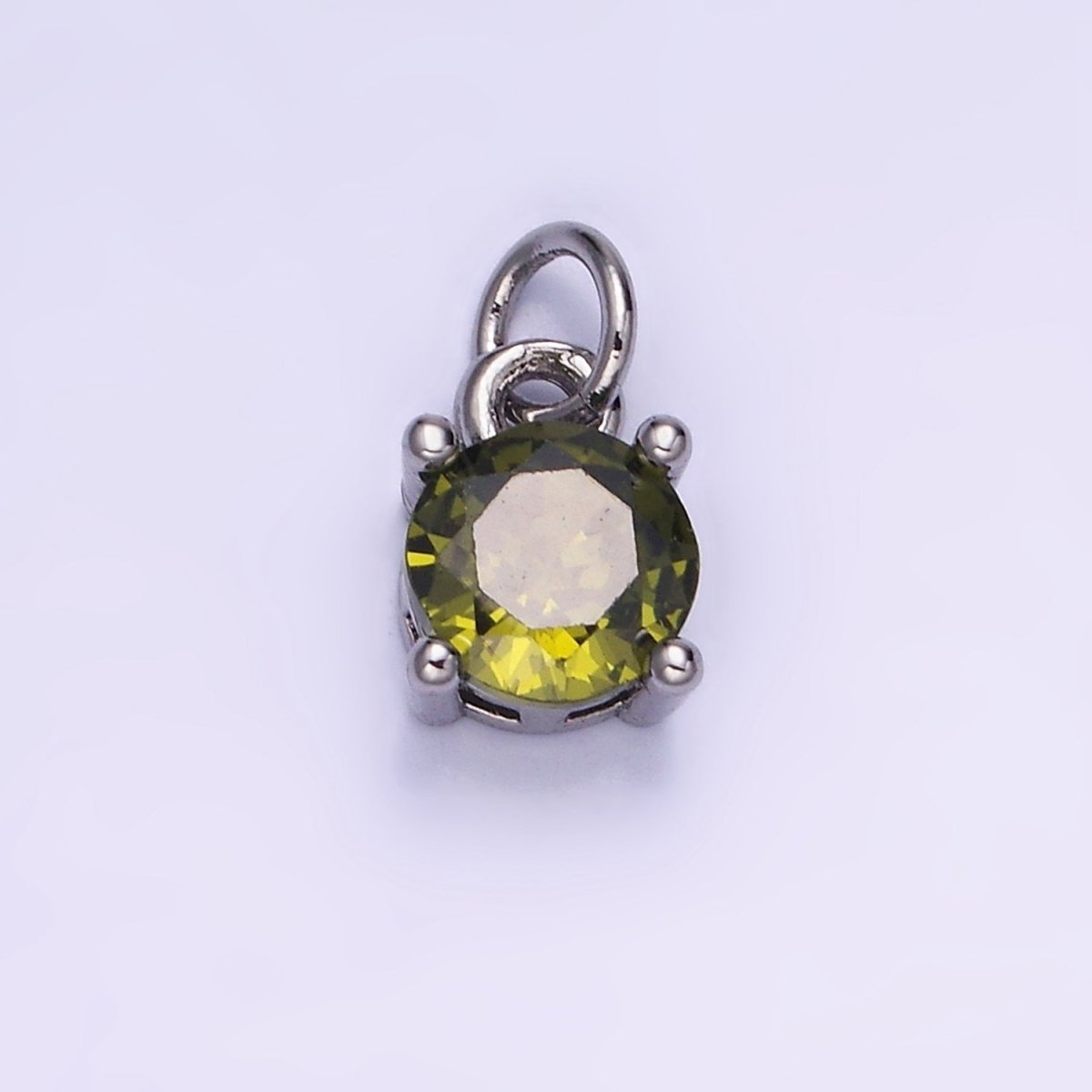 14K Gold Filled Round Birthstone CZ Solitaire Charm in Gold & Silver | W509 - W520